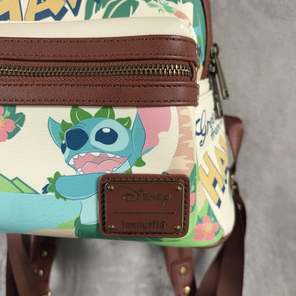 Loungefly Disney Lilo & Stitch Hawaii Postcard Mini Backpack Bag AOP